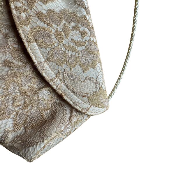 Vintage White & Gold Floral Small evening bag purse - Picture 3 of 4
